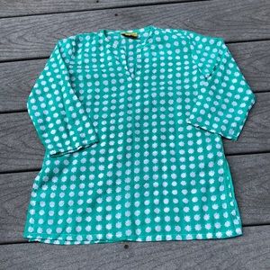 Roberta roller rabbit tunic stars size 2 green/white